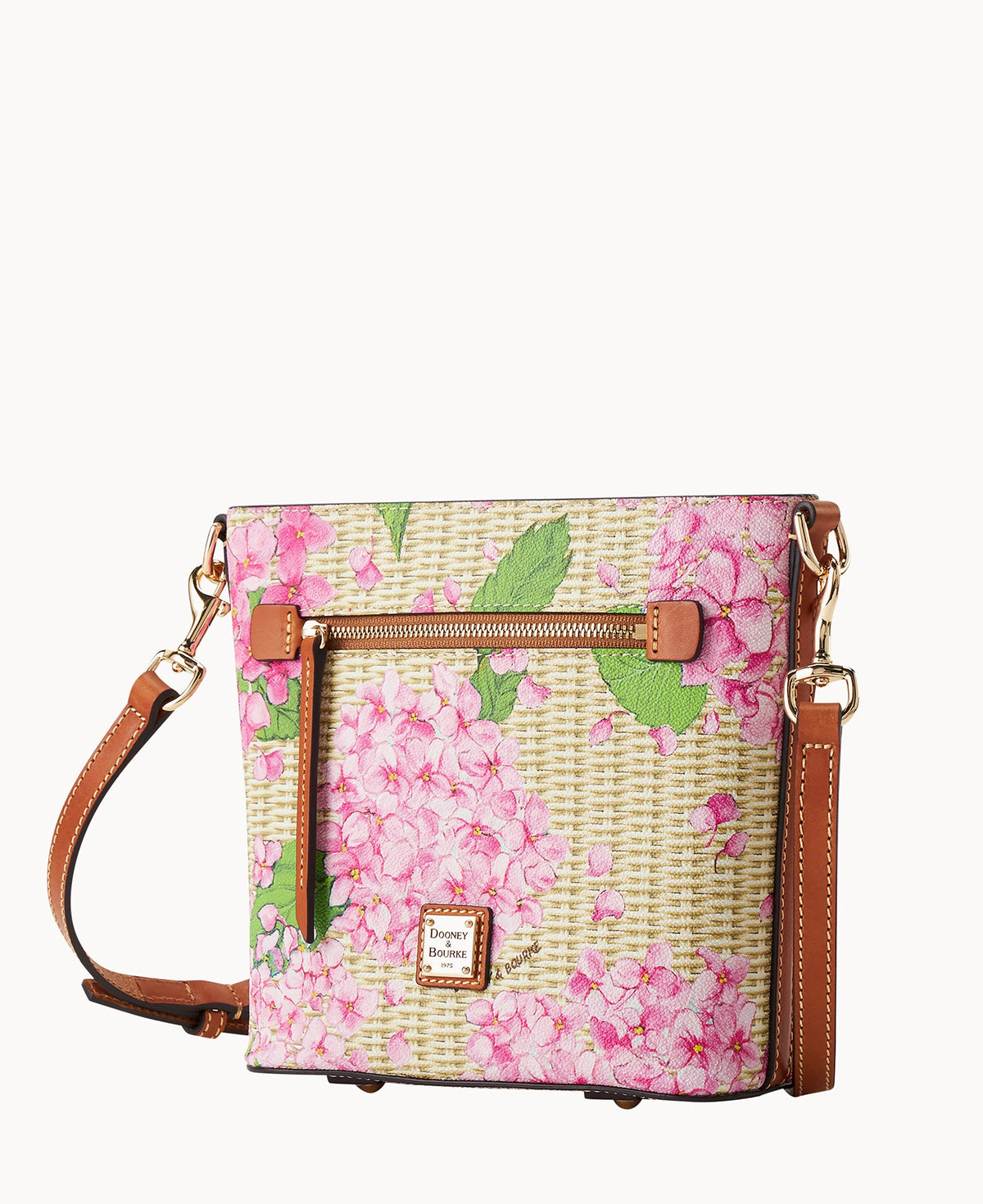 Hydrangea Basketweave Small Zip Crossbody