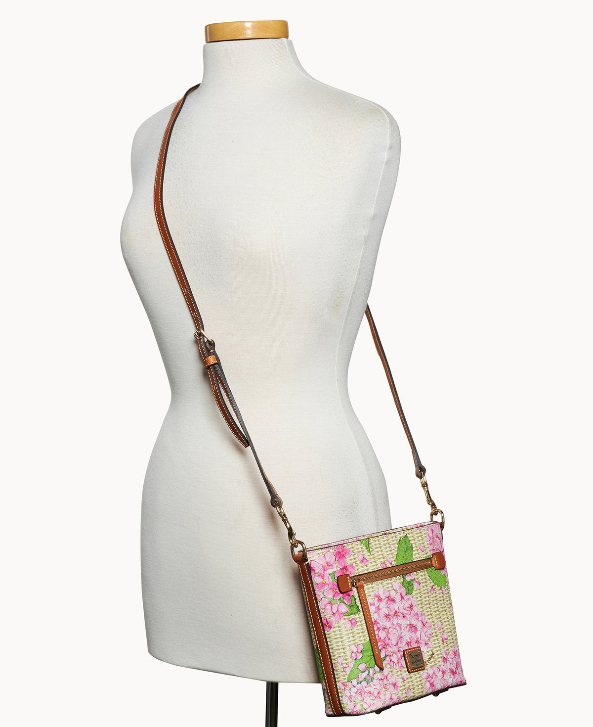 Hydrangea Basketweave Small Zip Crossbody