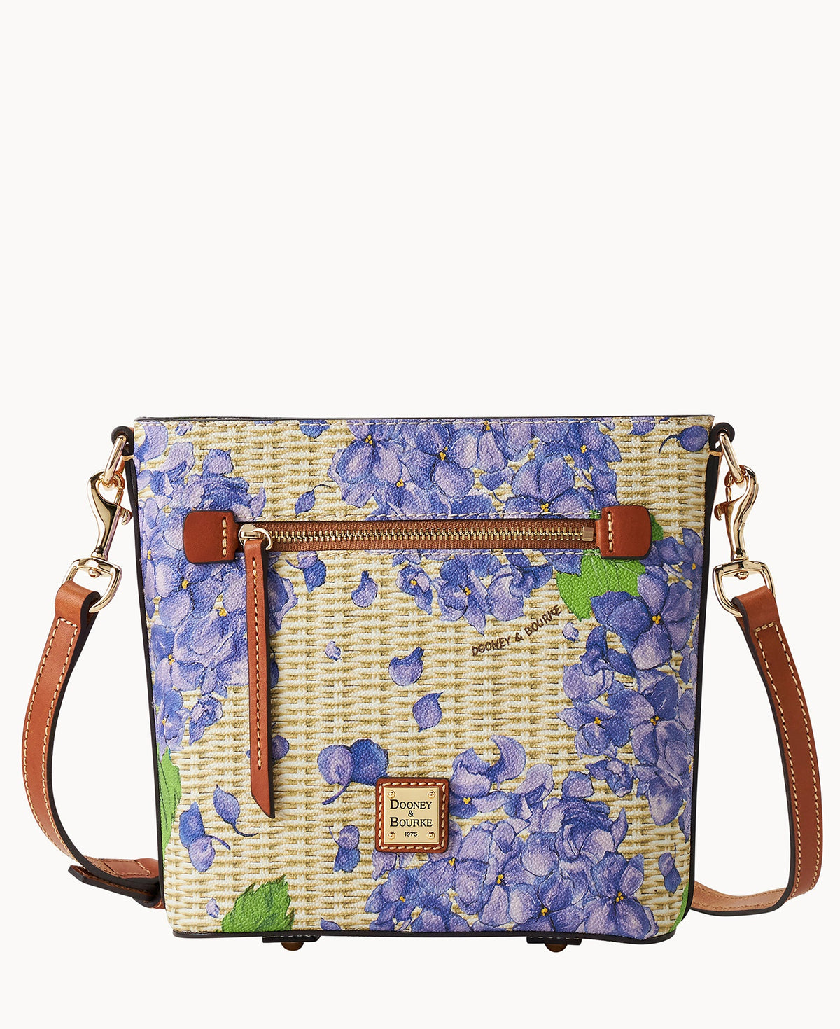 Hydrangea Basketweave Small Zip Crossbody