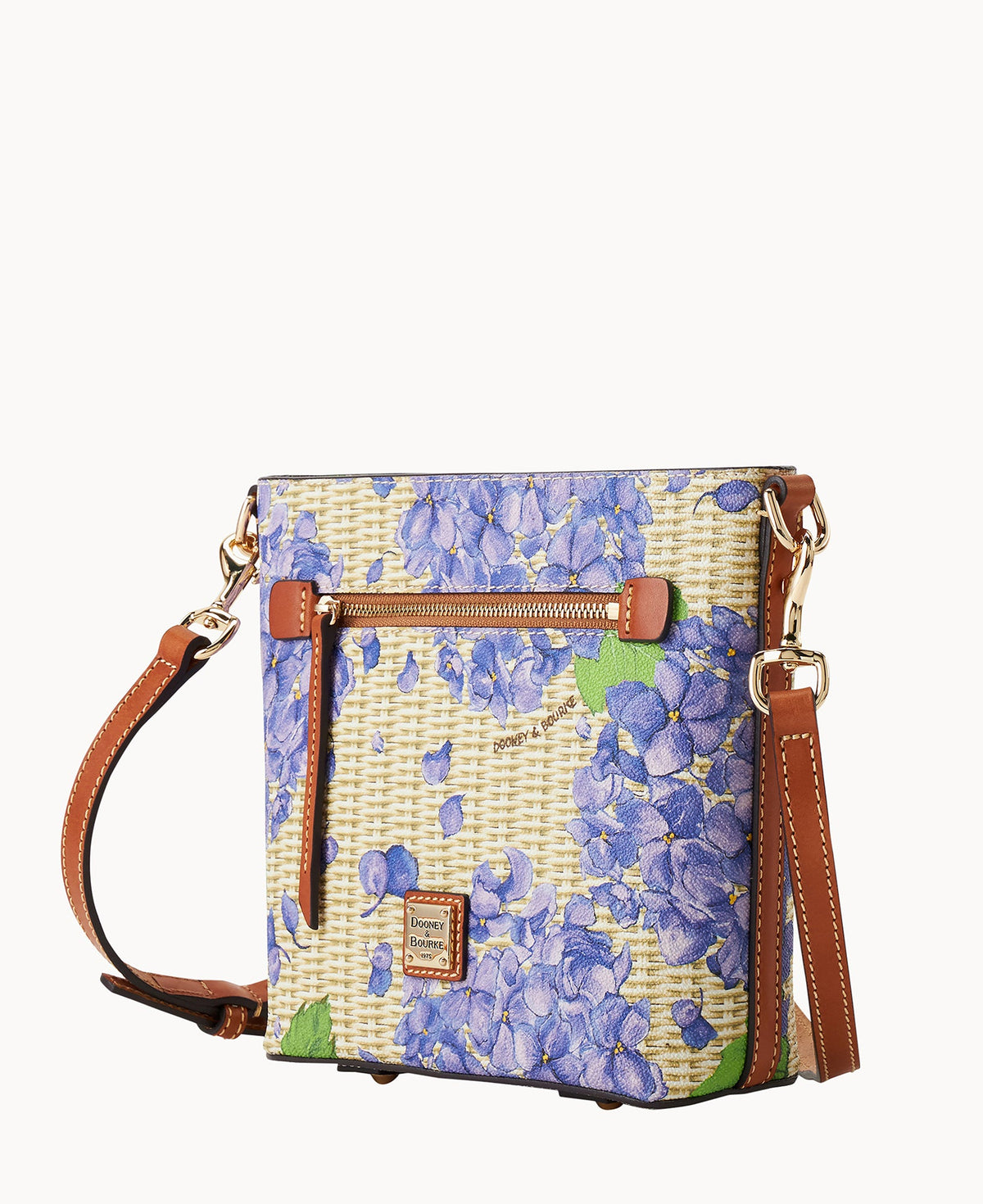 Hydrangea Basketweave Small Zip Crossbody