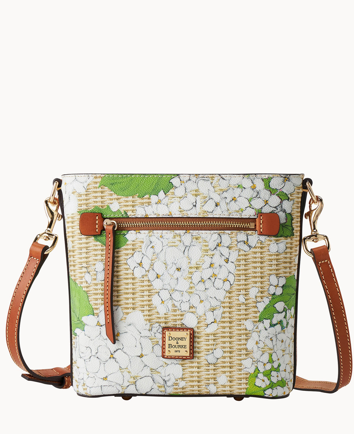 Hydrangea Basketweave Small Zip Crossbody