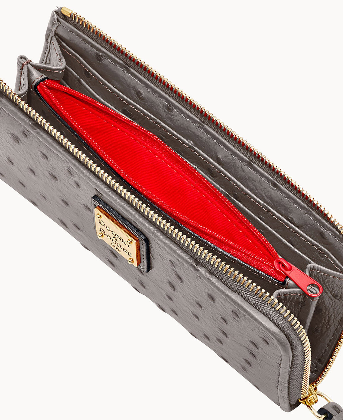 Ostrich Zip Clutch
